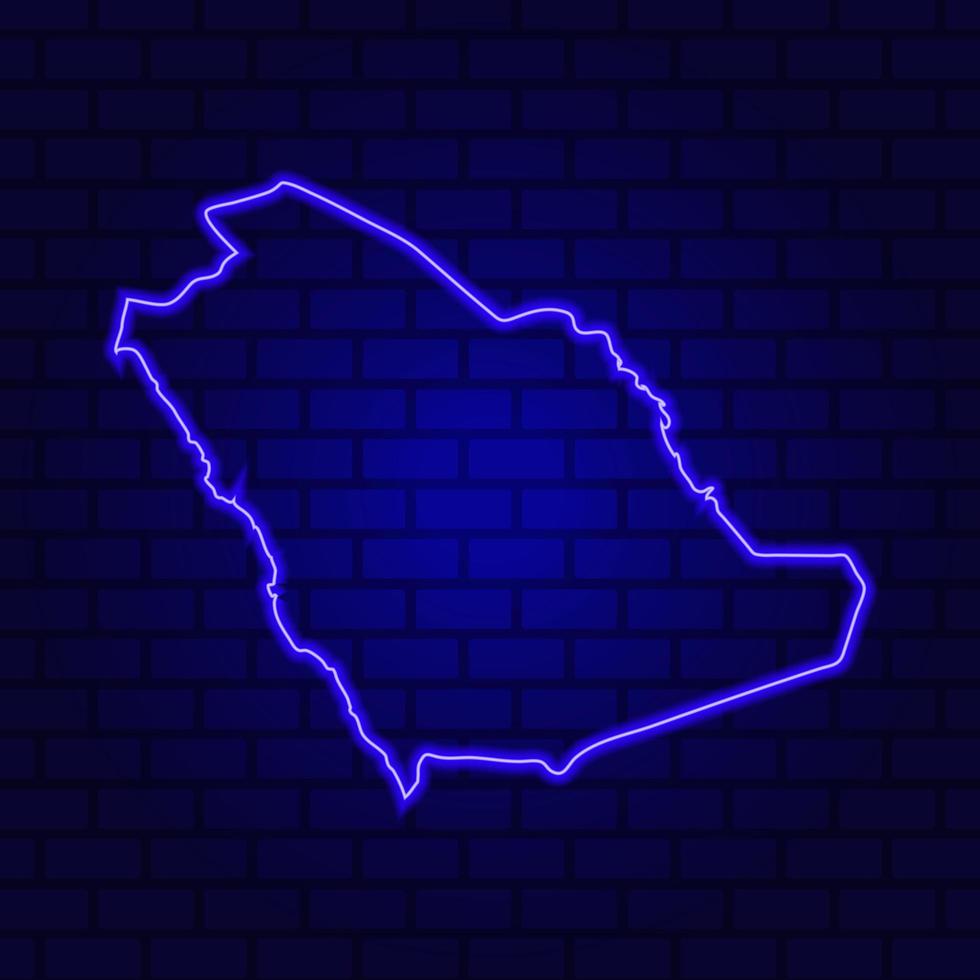 Saoedi-Arabië gloeiend neonteken op bakstenen muurachtergrond foto