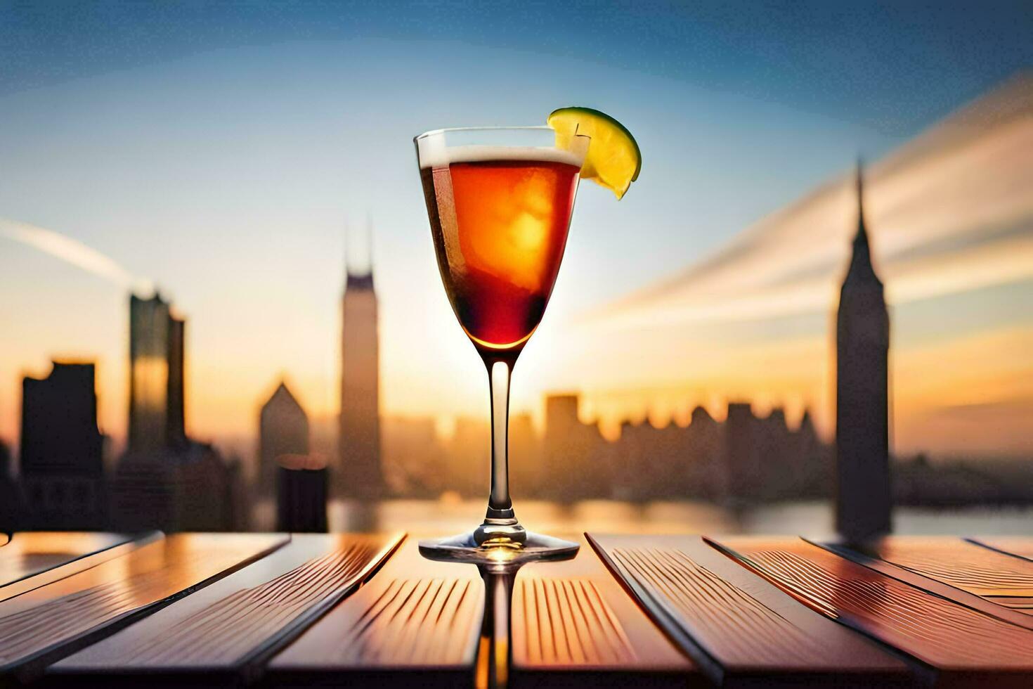 cocktail Aan een op het dak in nieuw york stad. ai-gegenereerd foto
