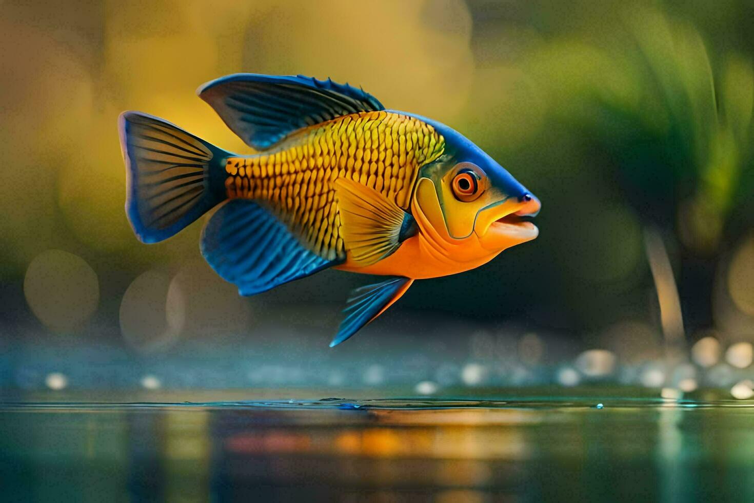 een vis met helder kleuren is zwemmen in de water. ai-gegenereerd foto