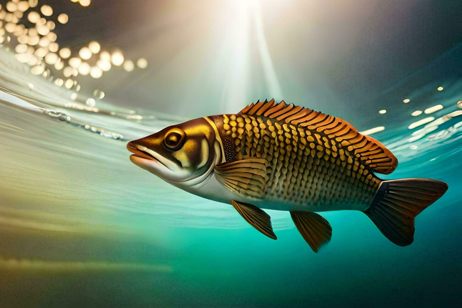 een vis zwemmen in de water. ai-gegenereerd foto