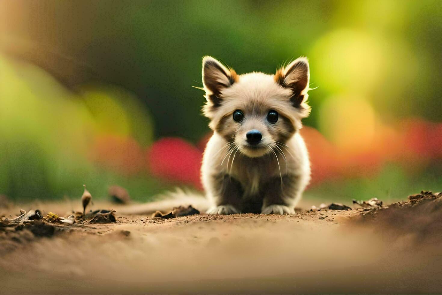 een klein hond is staand Aan de aarde. ai-gegenereerd foto