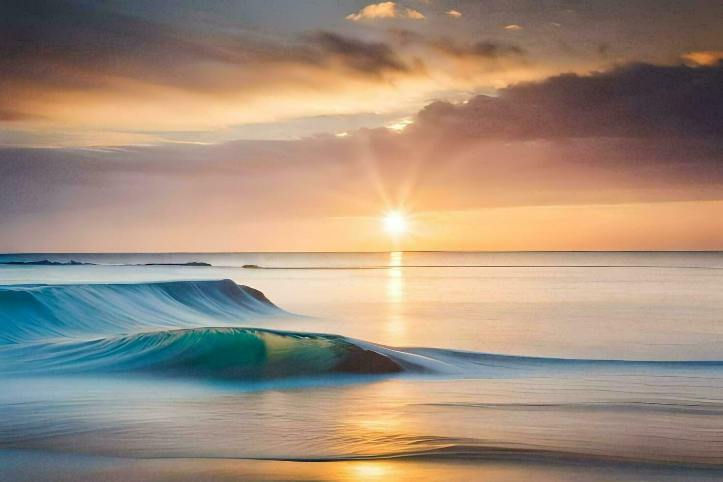 de zon sets over- de oceaan in deze foto. ai-gegenereerd foto