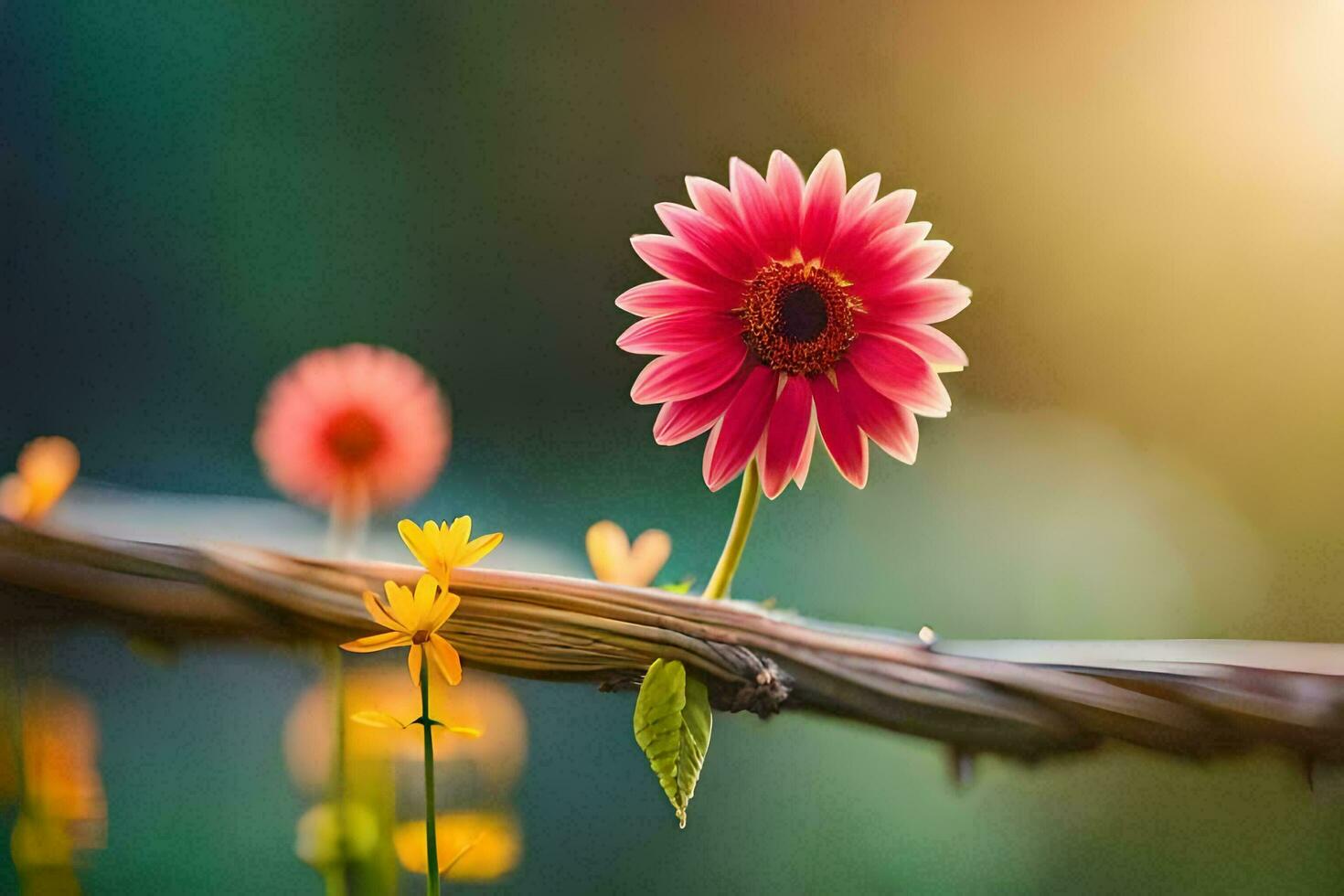 foto behang de zon, bloemen, de zon, de zon, de zon, de zon,. ai-gegenereerd