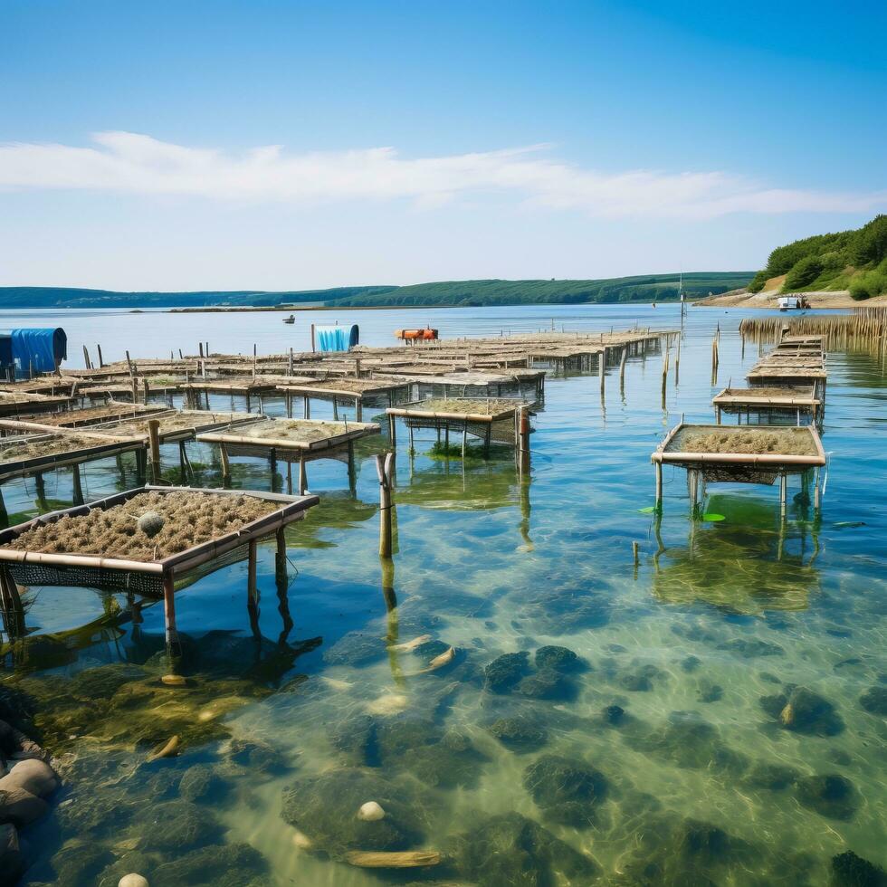 oester boerderij meerdere lagen voor oester teelt - ai gegenereerd foto