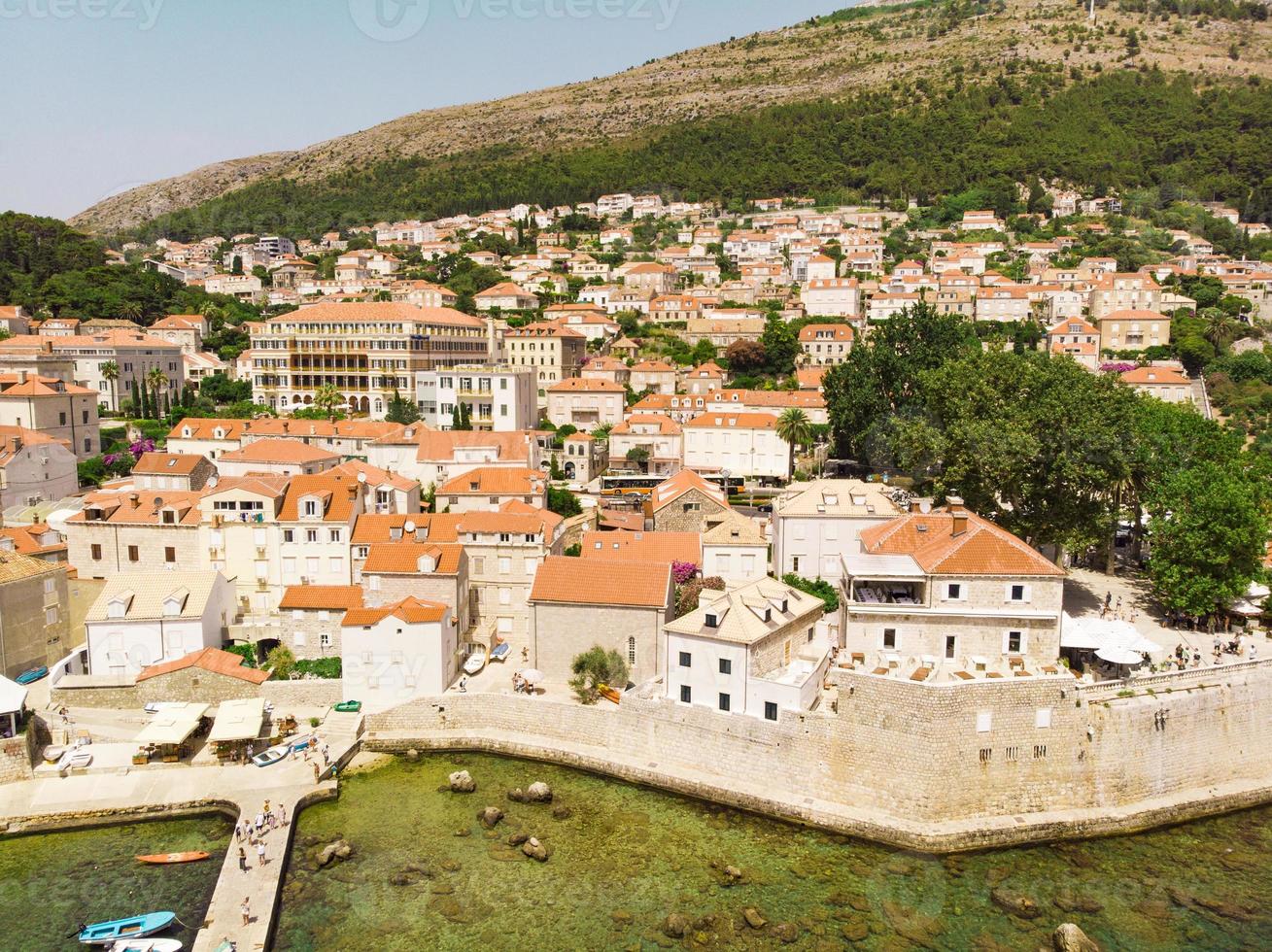 luchtmening bij oude stad van dubrovnik, kroatië, foto