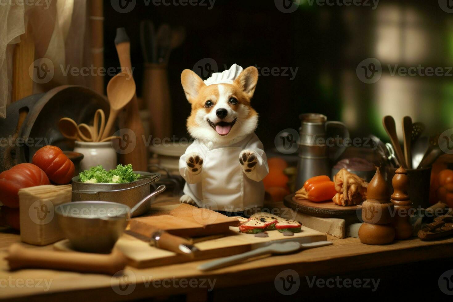 handig corgi hond chef. genereren ai foto