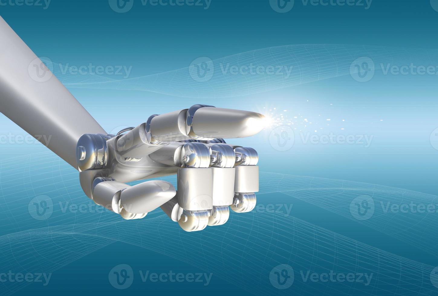 3D-rendering robot hand en wijzende vinger foto