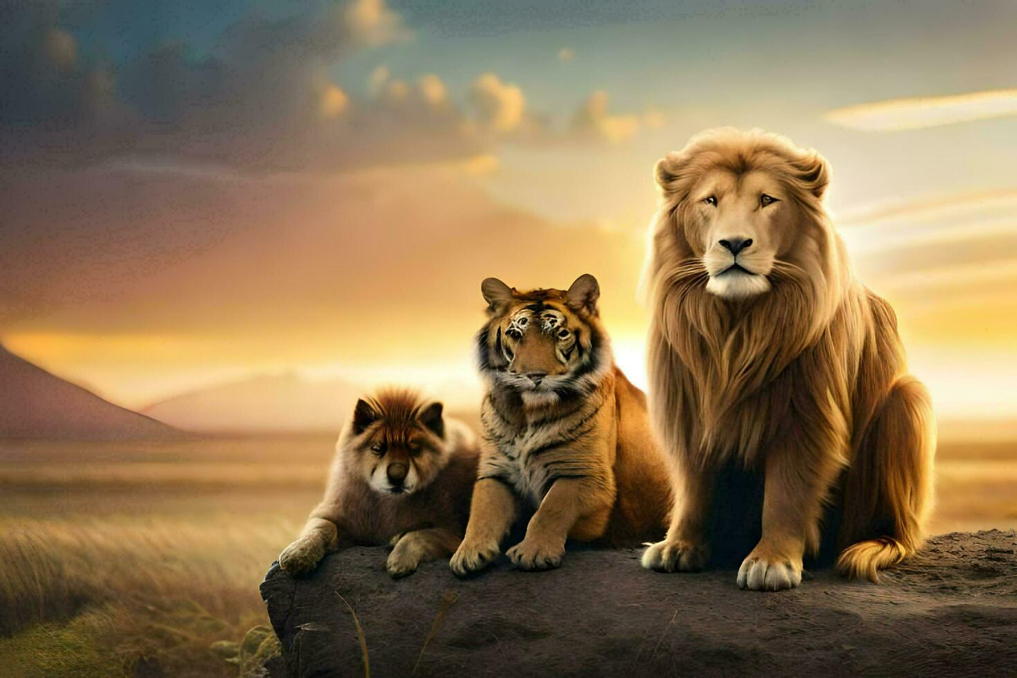 de leeuw koning behang. ai-gegenereerd foto