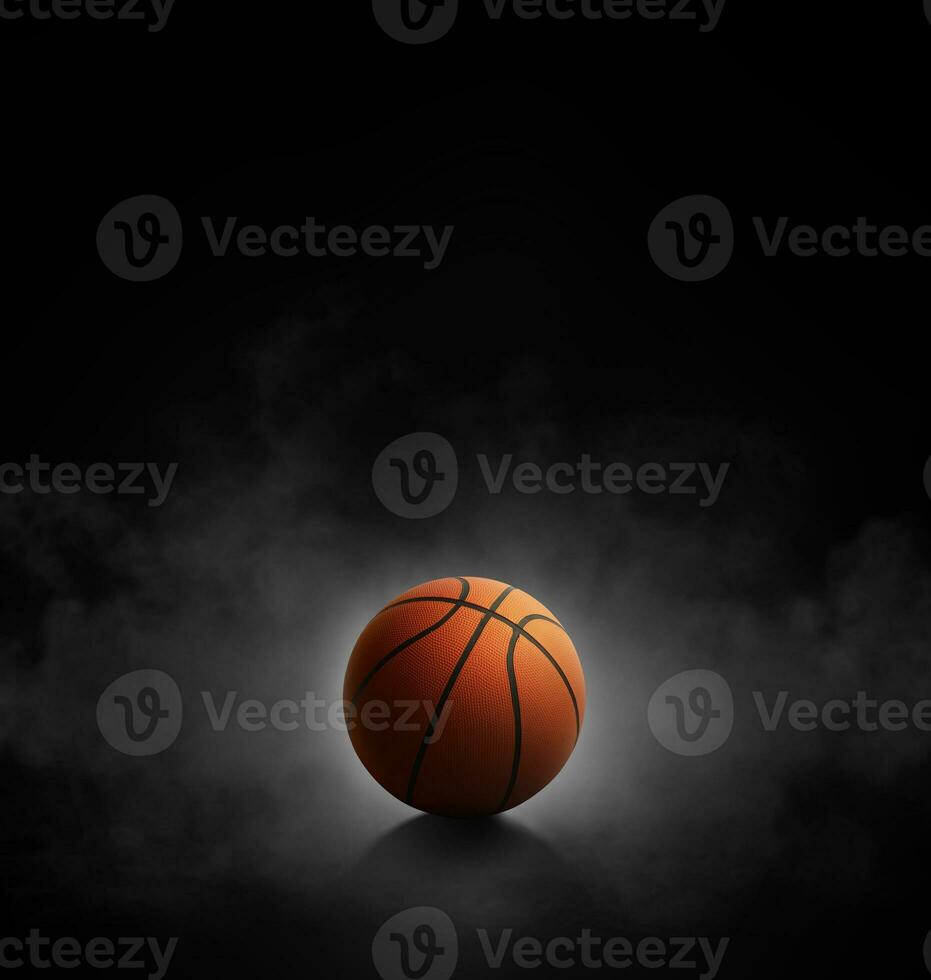 basketbal met Aan zwart achtergrond met rook foto