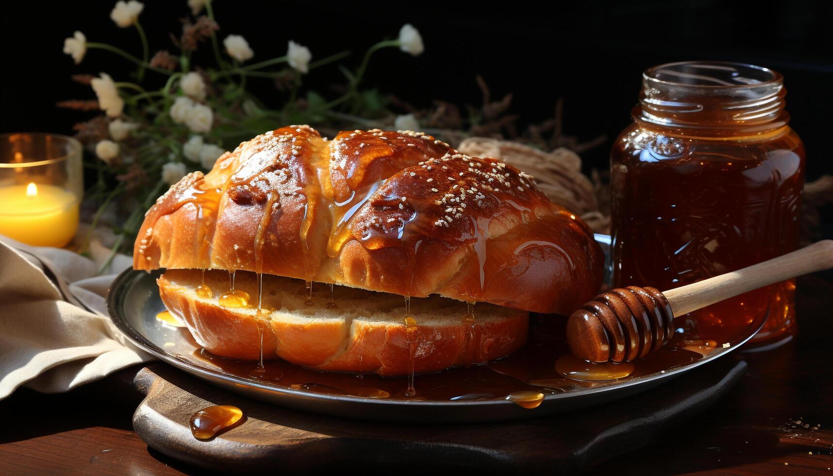 een rustiek gegrild varkensvlees maaltijd Aan een houten tafel gegenereerd door ai foto