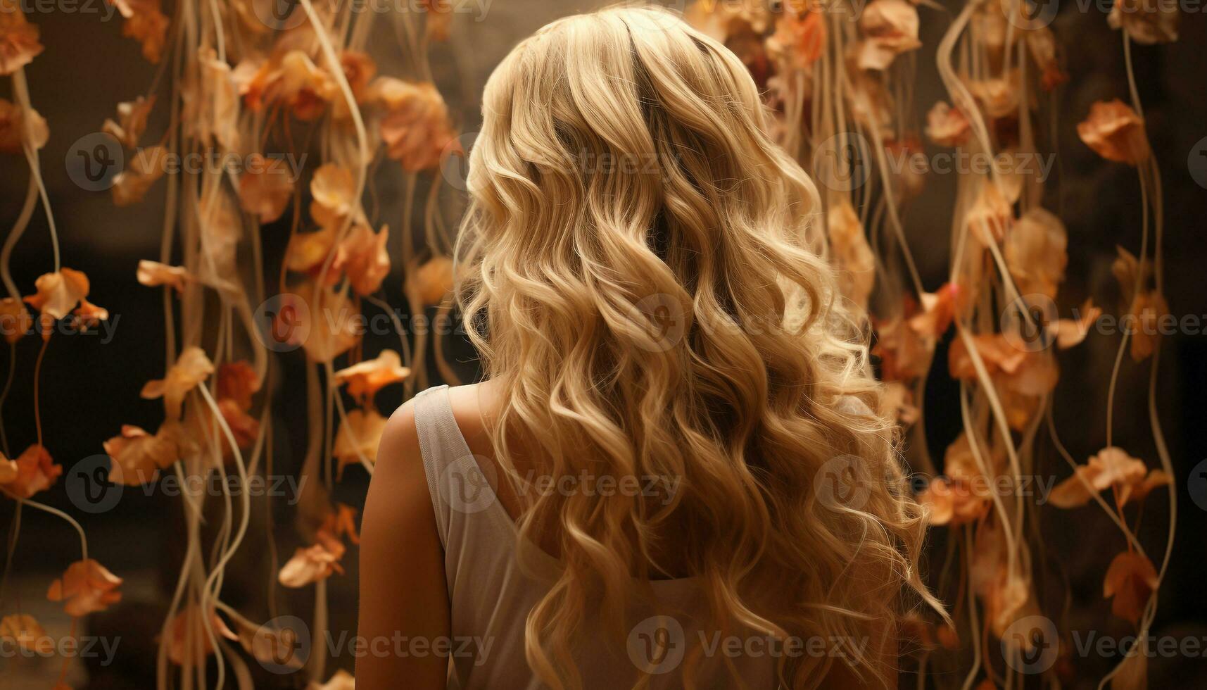 blond haren vrouw in natuur, schoonheid in herfst, elegantie en ontspanning gegenereerd door ai foto