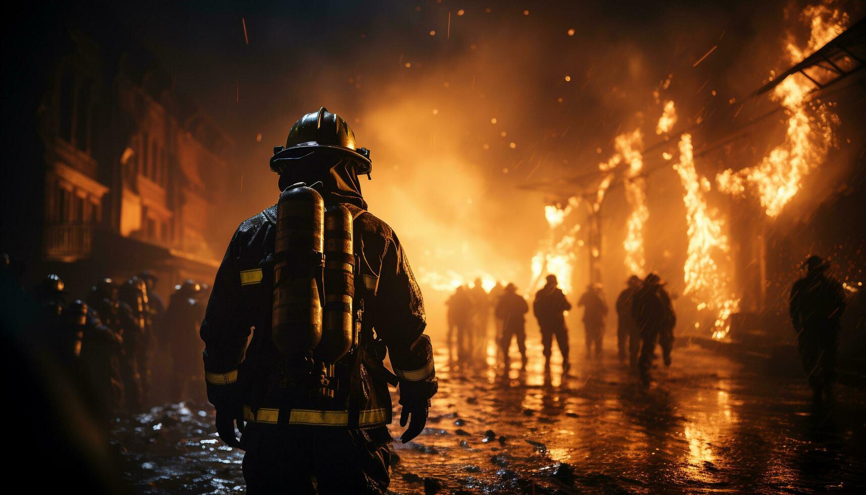 mannen in uniform werk buitenshuis, beschermen met moed en Gezag gegenereerd door ai foto