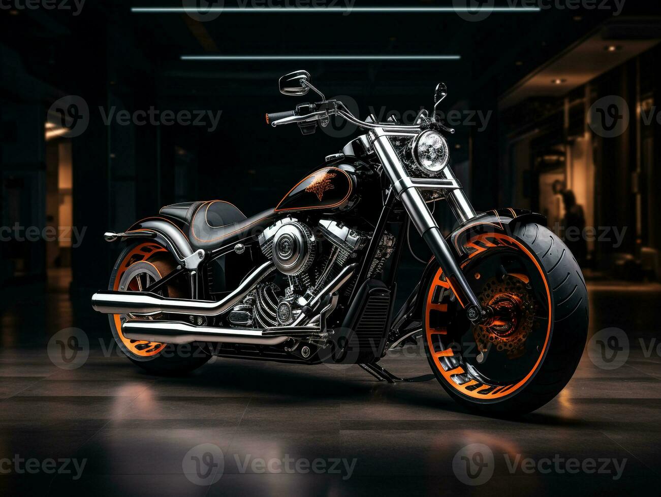 harley davidson dik jongen tentoonstelling. generatief ai foto