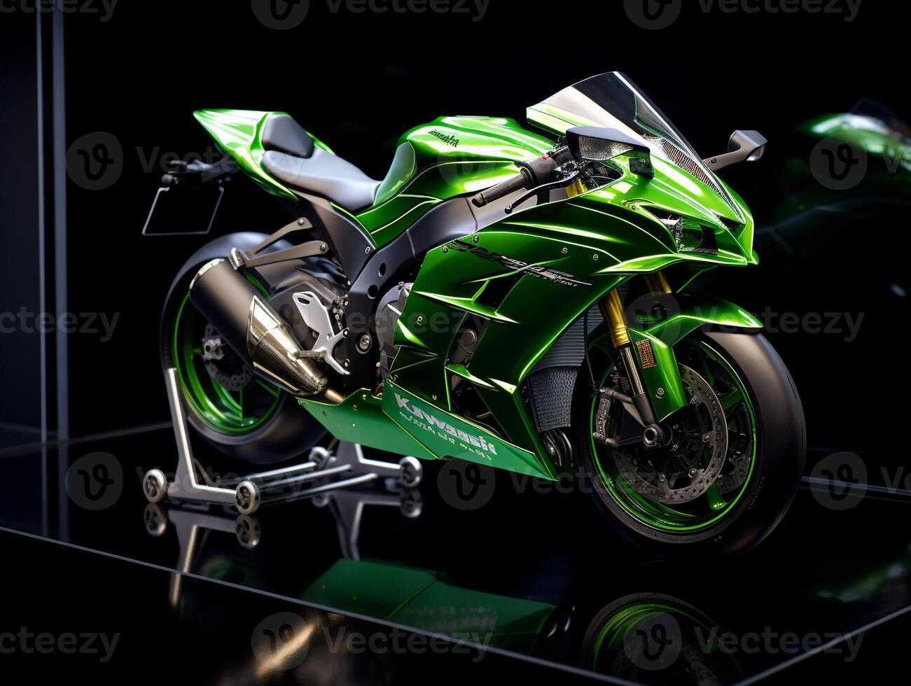 kawasaki Ninja zx-10r tentoonstelling. generatief ai foto