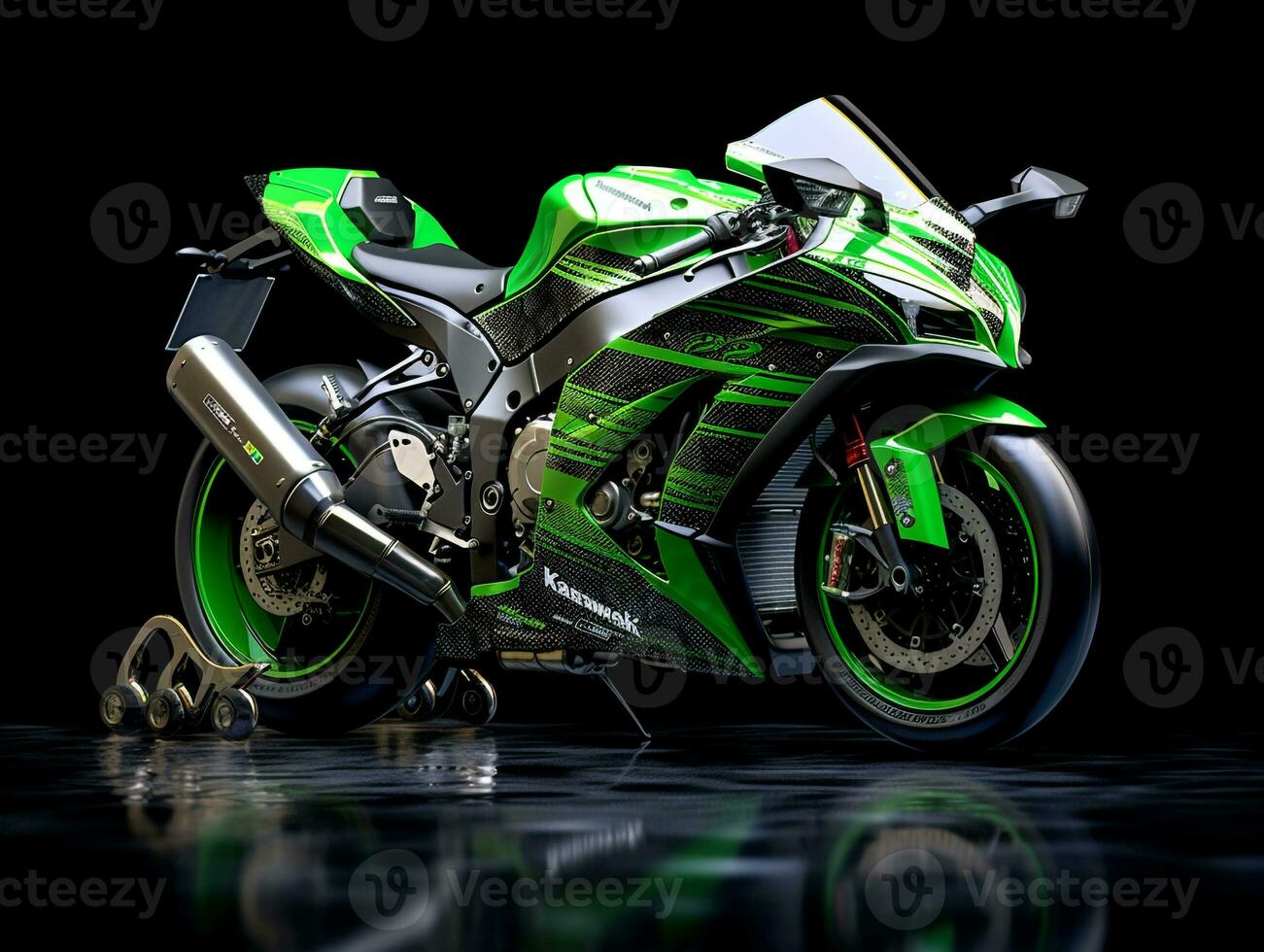 kawasaki Ninja zx-10r tentoonstelling. generatief ai foto