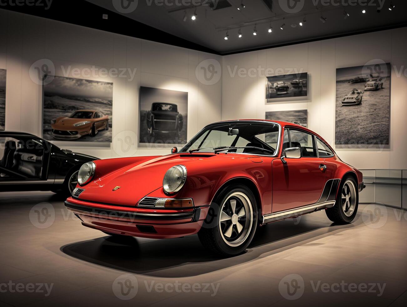 porsche 911 tentoonstelling. generatief ai foto