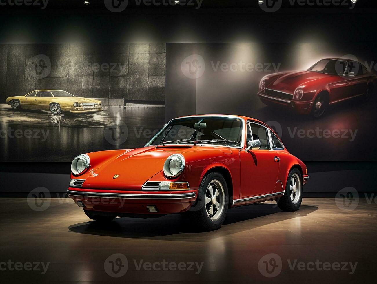 porsche 911 tentoonstelling. generatief ai foto