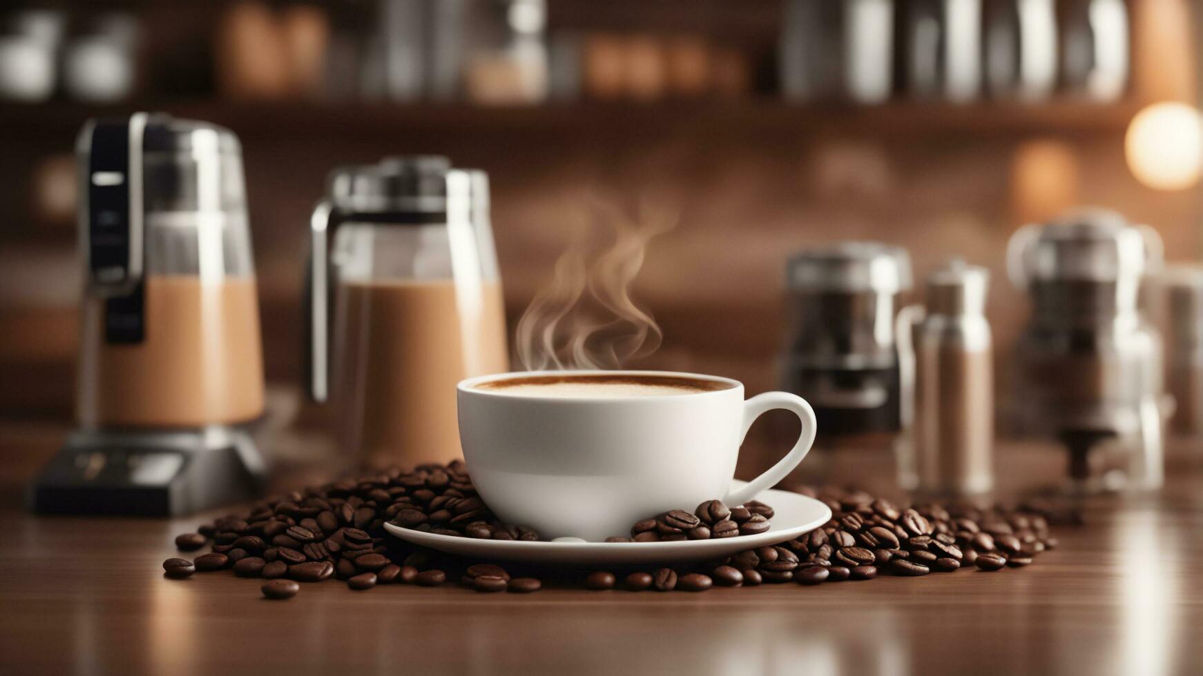 ochtend- koffie met bonen - ai gegenereerd foto