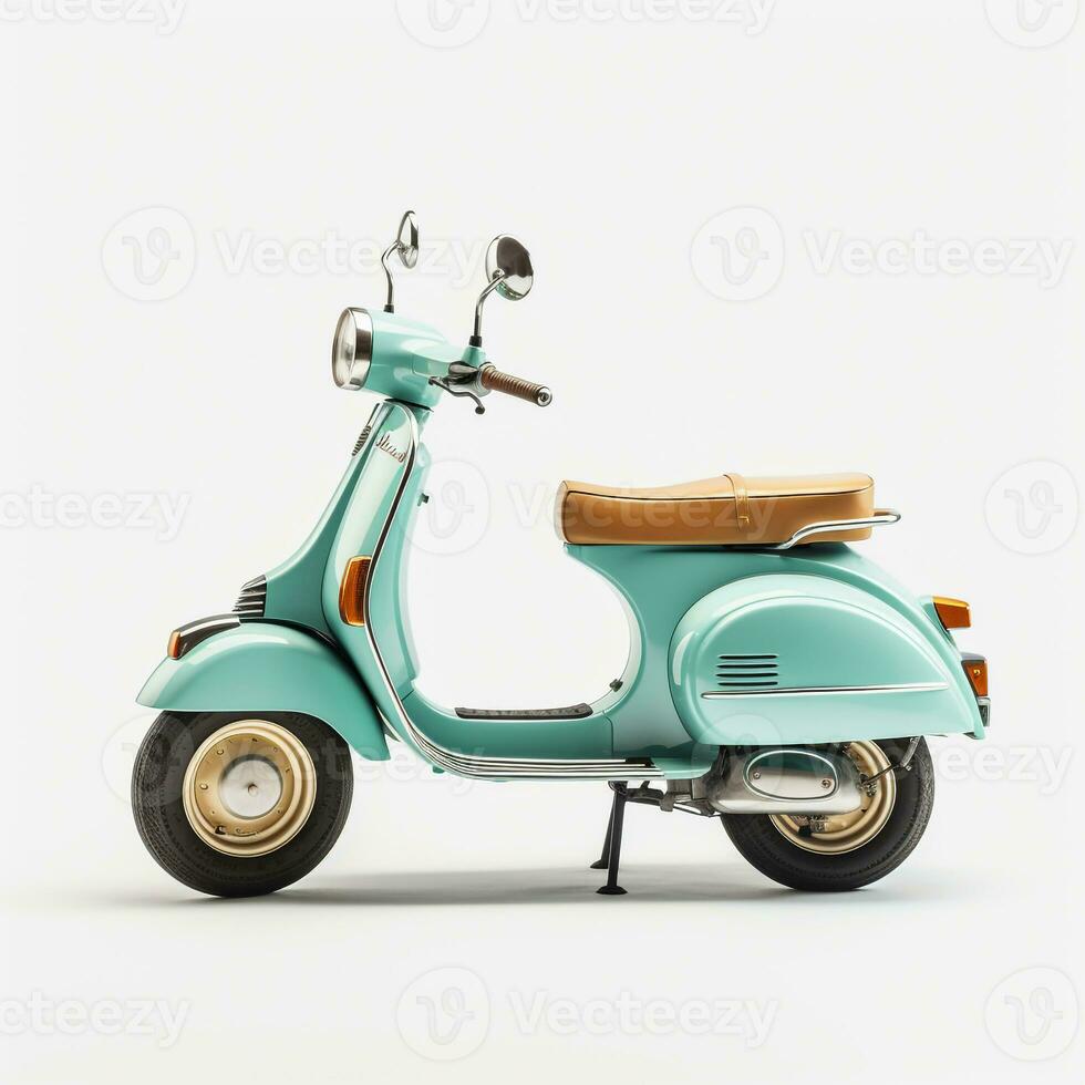 vespa Aan wit achtergrond. generatief ai foto