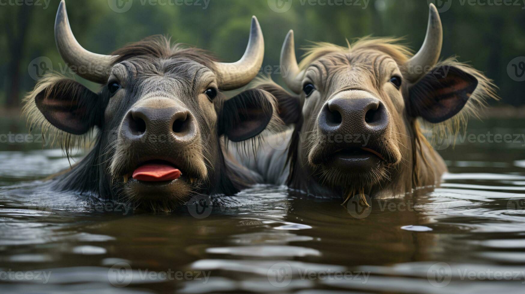 foto van Hart smelten twee water buffels met een nadruk Aan uitdrukking van liefde. generatief ai