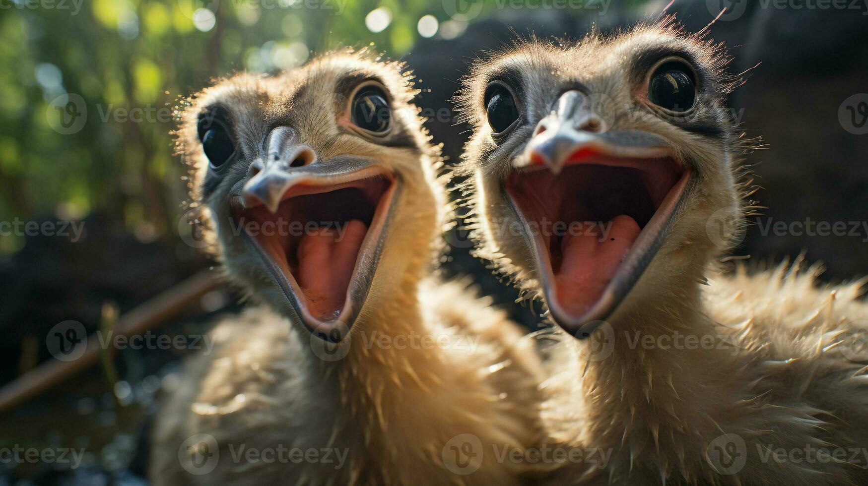 foto van Hart smelten twee struisvogels met een nadruk Aan uitdrukking van liefde. generatief ai