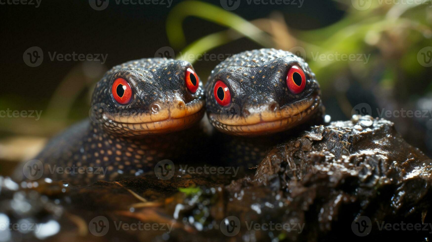 foto van Hart smelten twee salamanders met een nadruk Aan uitdrukking van liefde. generatief ai