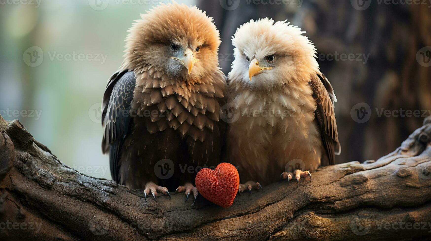 foto van Hart smelten twee adelaars met een nadruk Aan uitdrukking van liefde. generatief ai