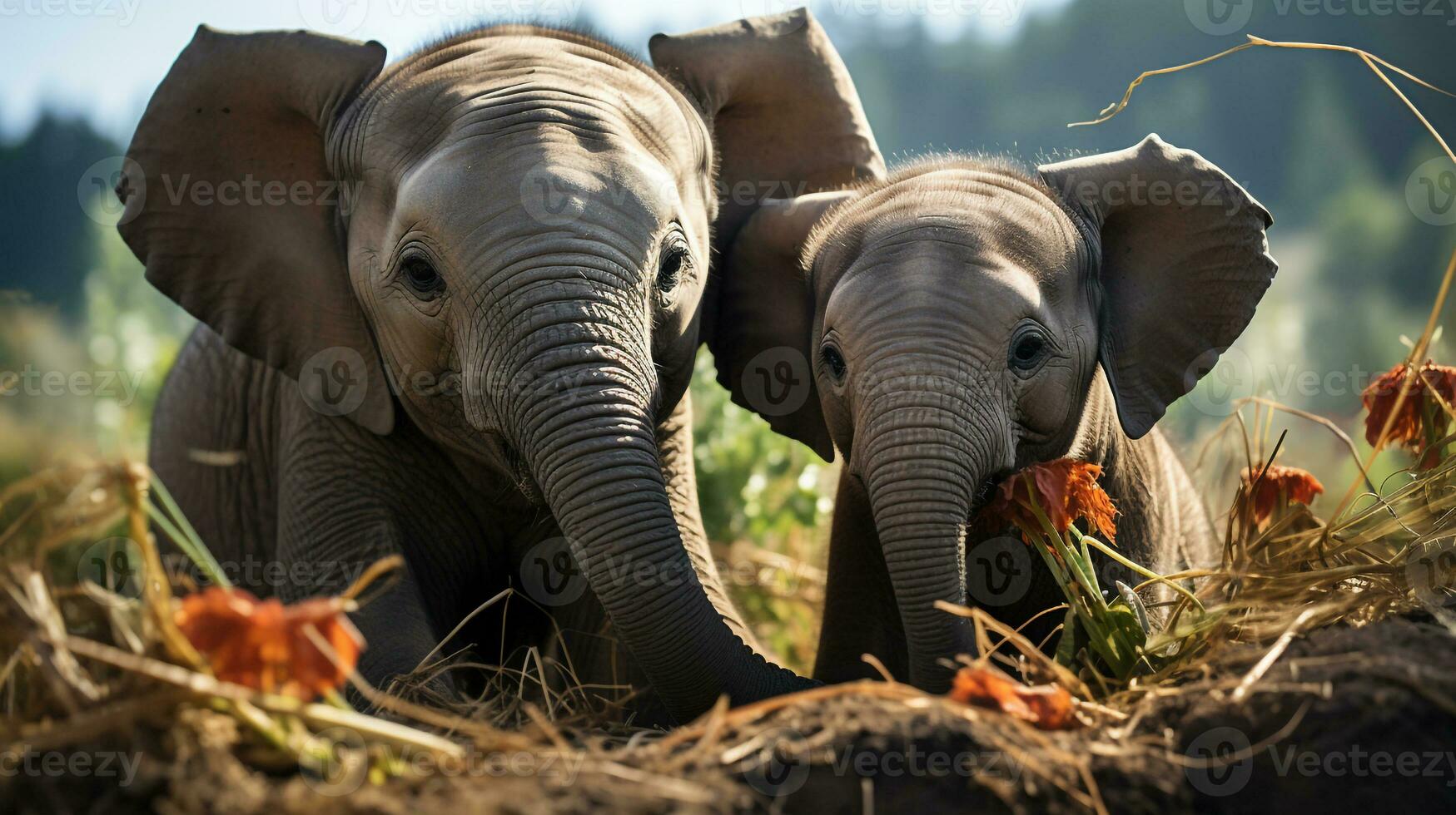 foto van Hart smelten twee olifanten met een nadruk Aan uitdrukking van liefde. generatief ai