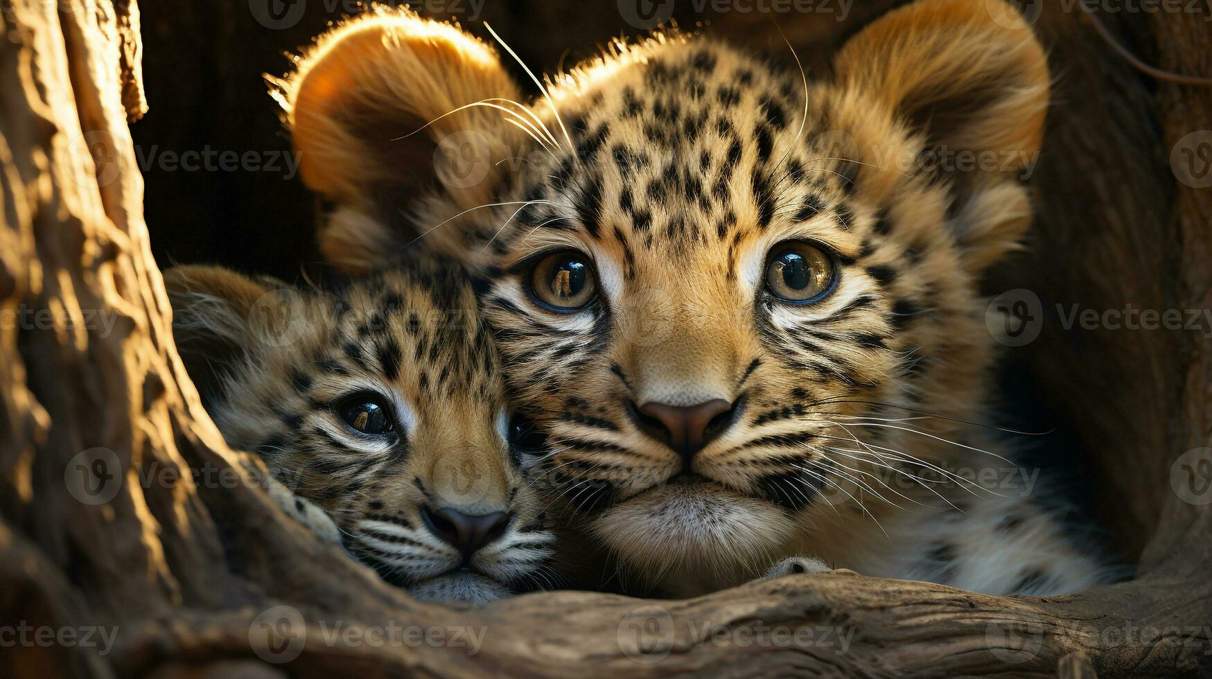 foto van Hart smelten twee Afrikaanse luipaarden met een nadruk Aan uitdrukking van liefde. generatief ai