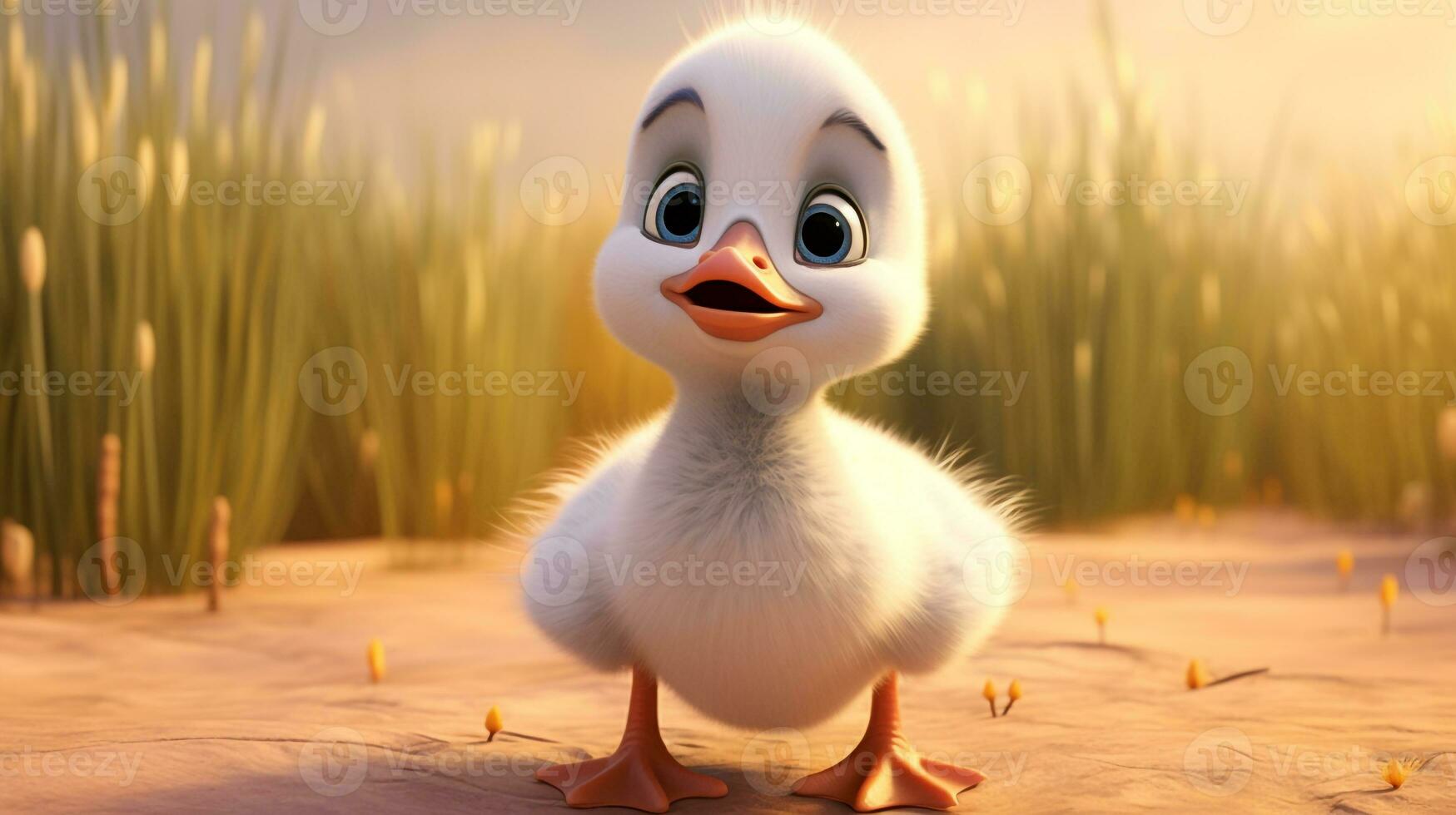 een schattig weinig gans in Disney tekenfilm stijl. generatief ai foto