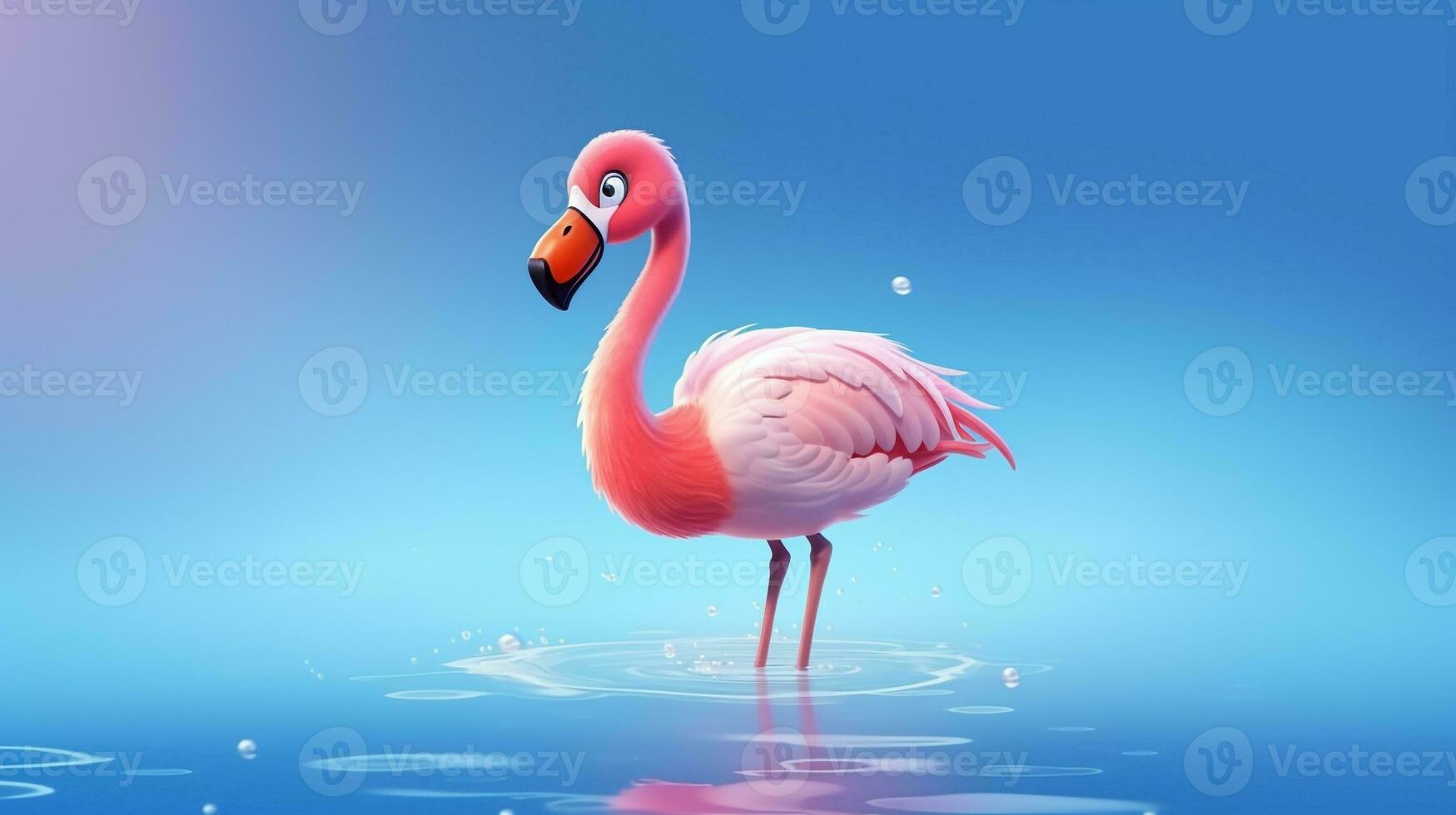 een schattig weinig flamingo in Disney tekenfilm stijl. generatief ai foto