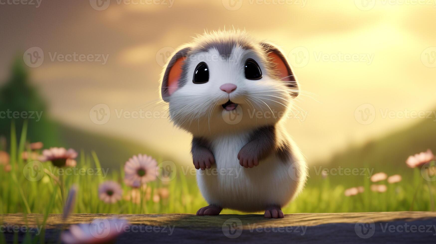 een schattig weinig lemming in Disney tekenfilm stijl. generatief ai foto