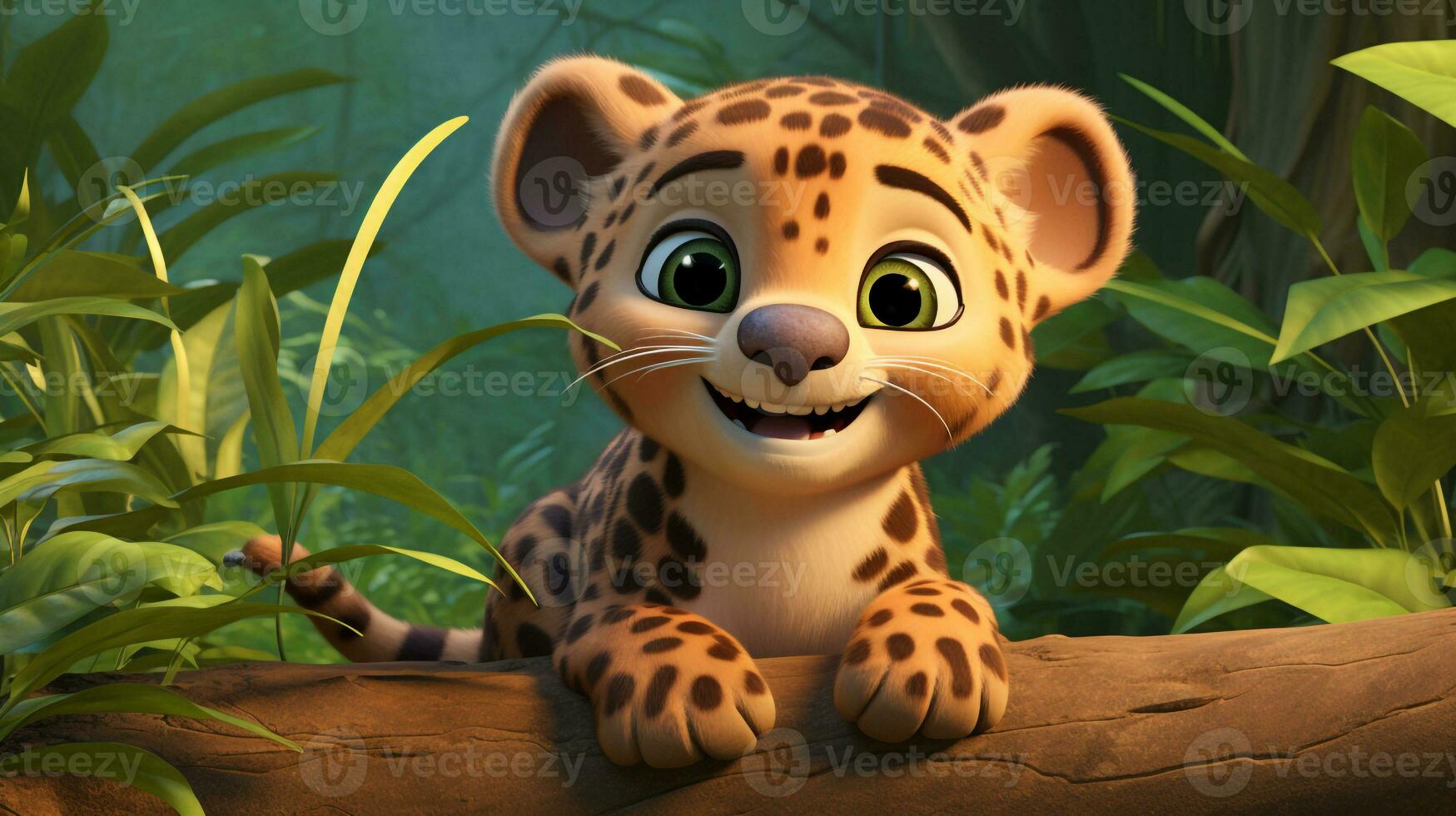een schattig weinig jaguar in Disney tekenfilm stijl. generatief ai foto