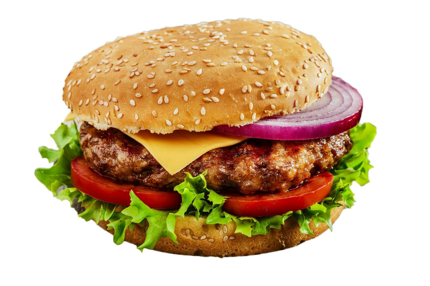 brommen hamburger, kaas hamburger, groente hamburger, Fast food, rundvlees hamburger, ui, brood, ketchup foto
