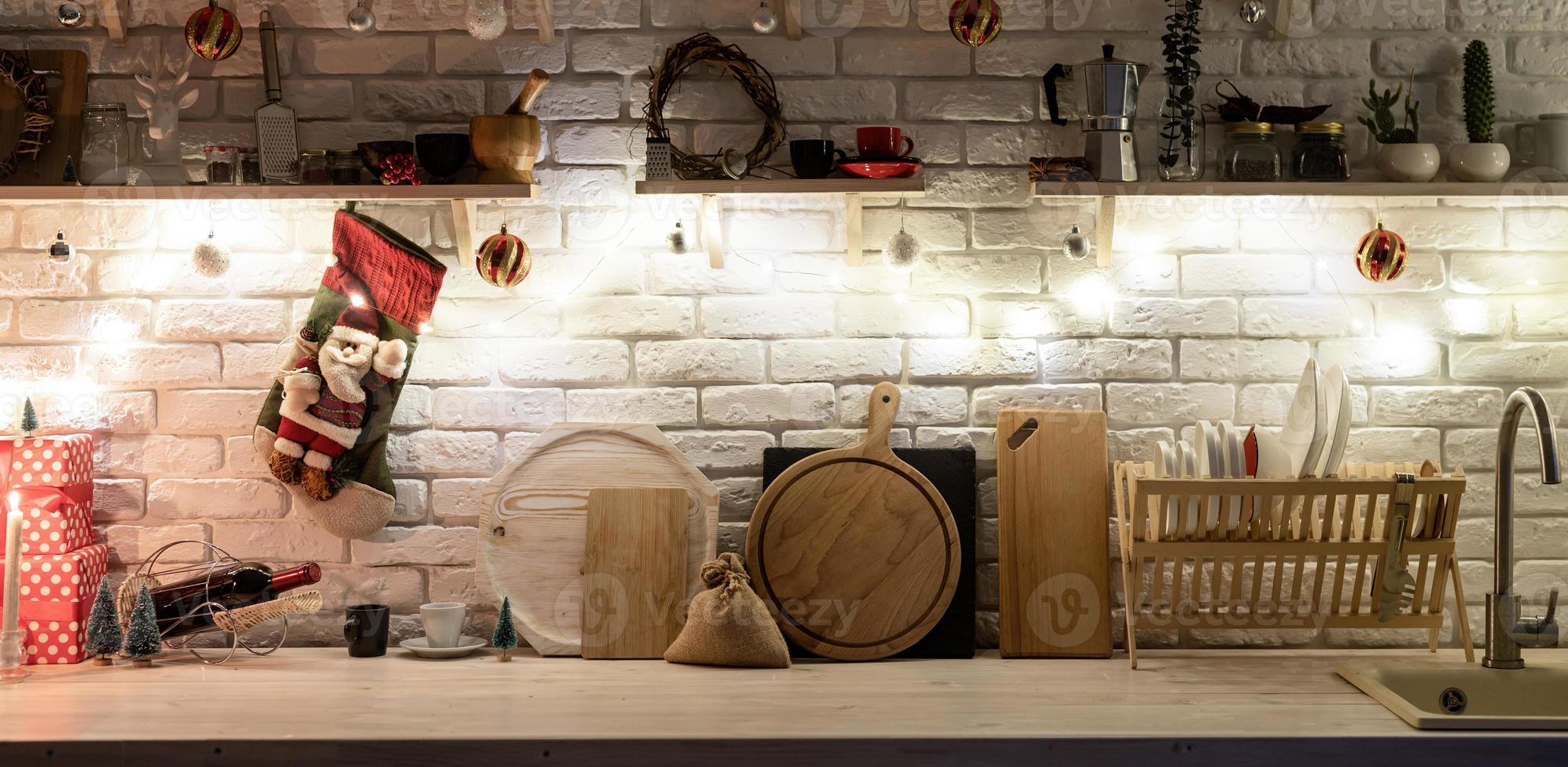 kerst keuken interieur ontwerp vooraanzicht foto