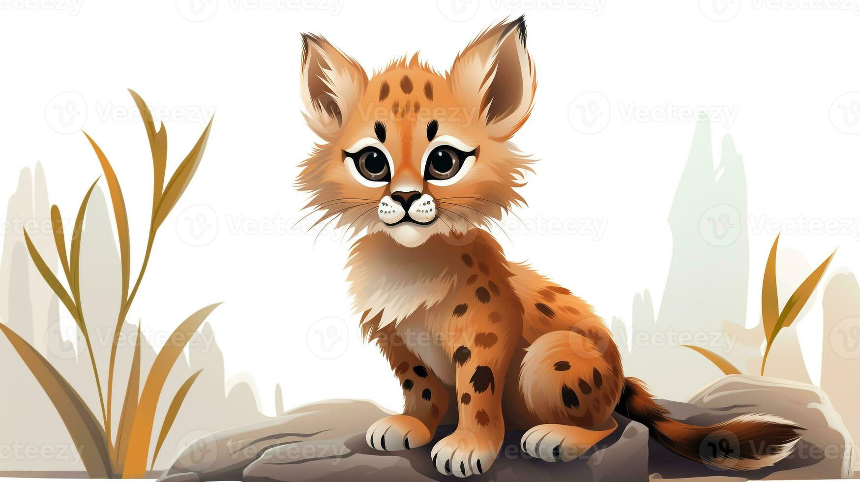 een schattig weinig lynx in vector stijl. generatief ai foto