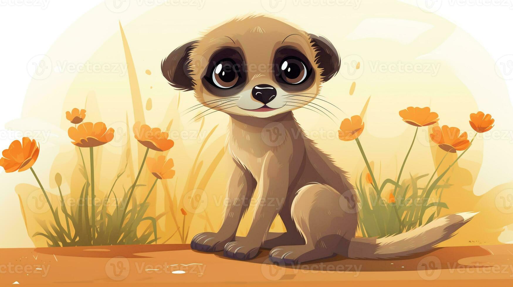 een schattig weinig meerkat in vector stijl. generatief ai foto