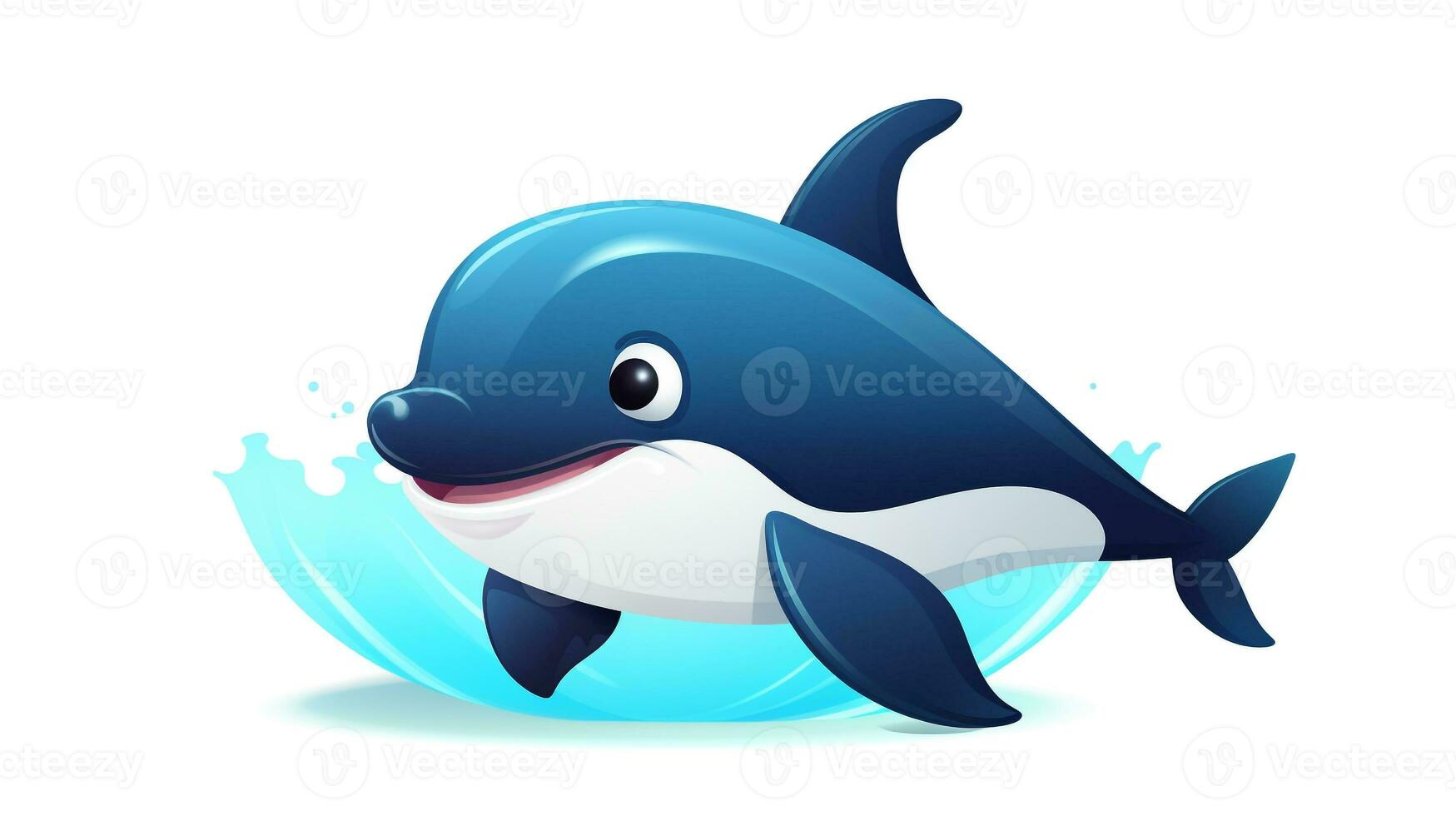 een schattig weinig moordenaar walvis in vector stijl. generatief ai foto