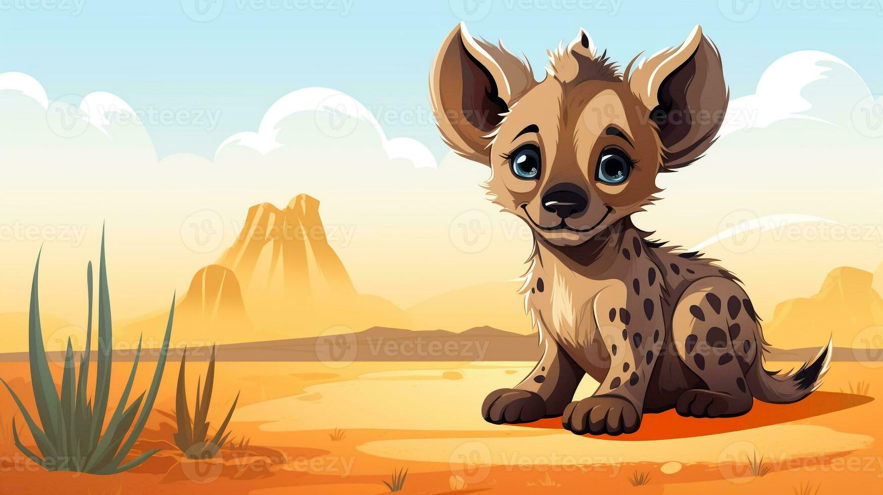 een schattig weinig hyena in vector stijl. generatief ai foto