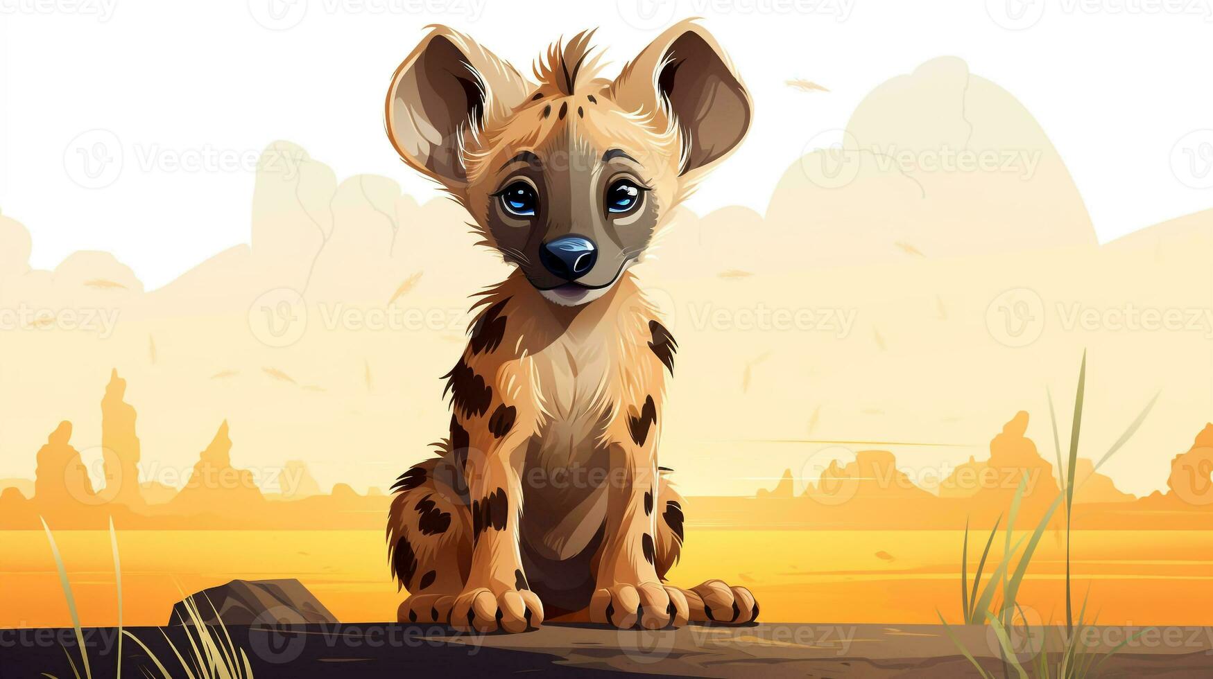 een schattig weinig hyena in vector stijl. generatief ai foto