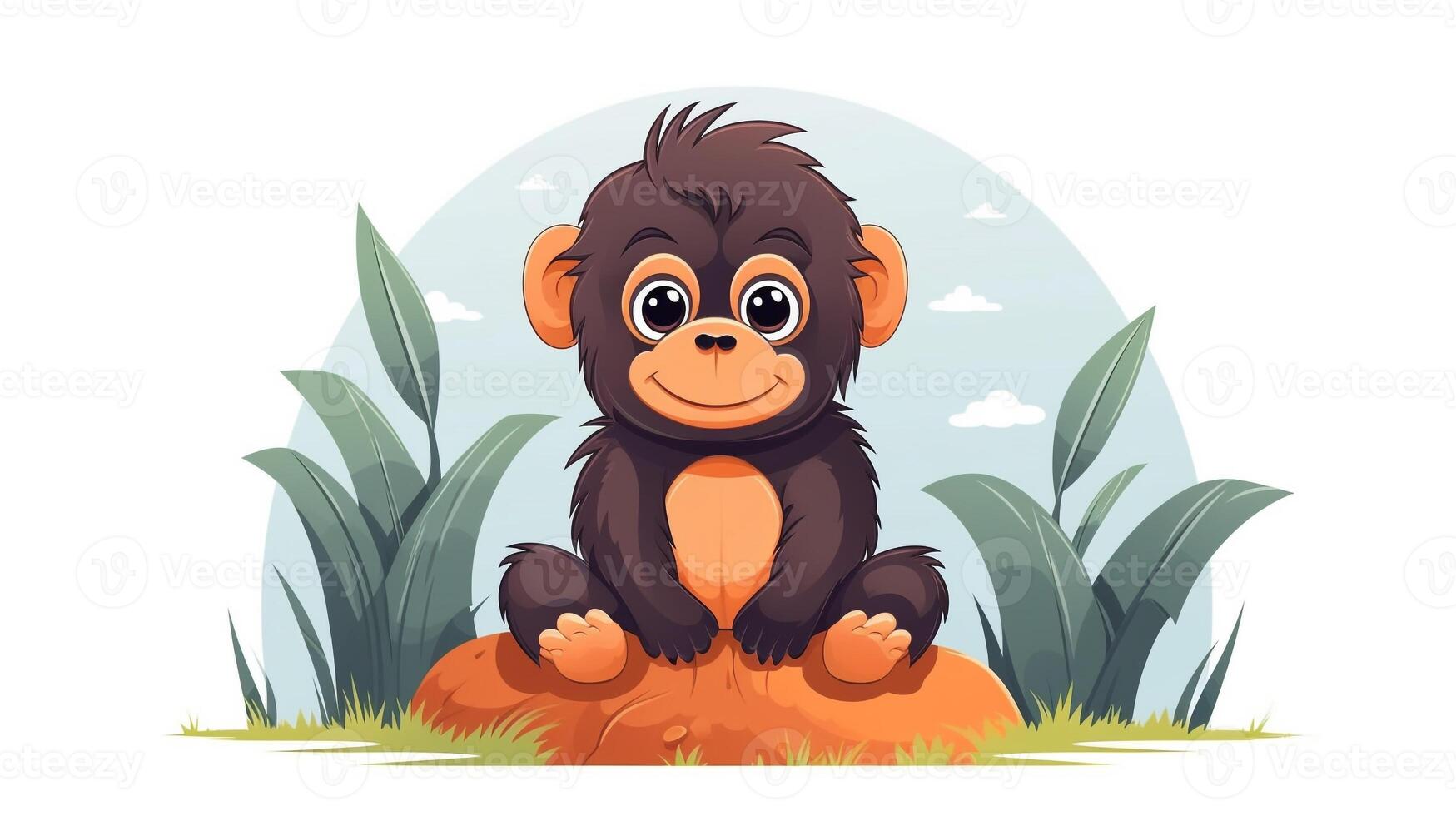 een schattig weinig gorilla in vector stijl. generatief ai foto