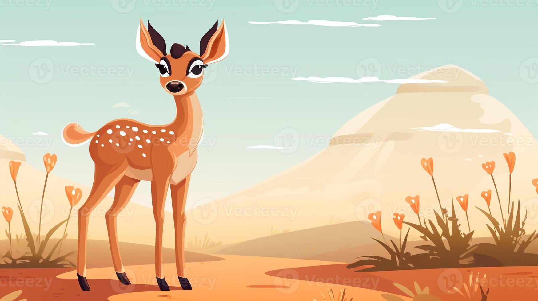 een schattig weinig gazelle in vector stijl. generatief ai foto