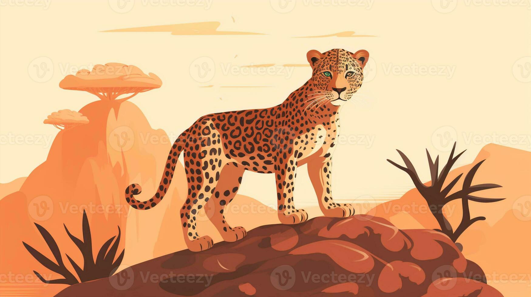 een schattig weinig Afrikaanse luipaard in vector stijl. generatief ai foto