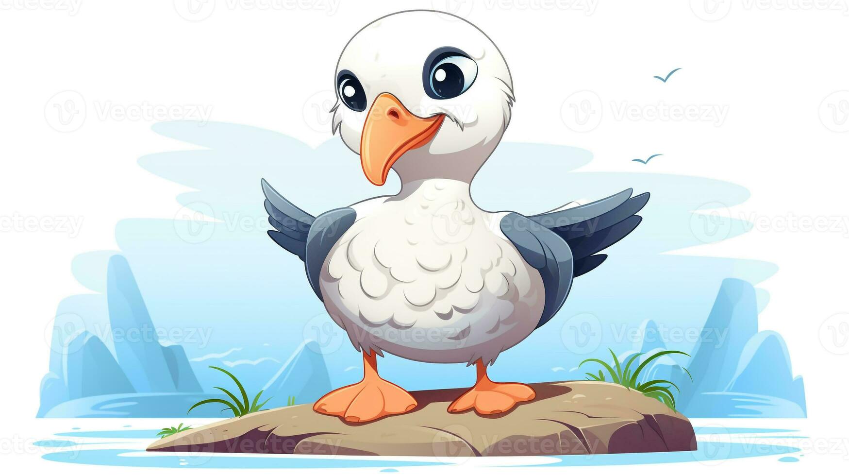 een schattig weinig albatros in vector stijl. generatief ai foto