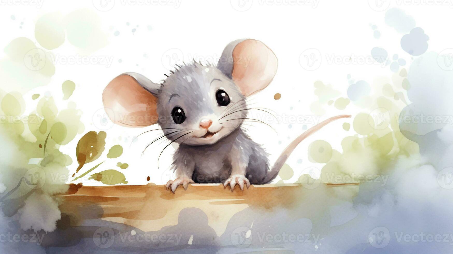 een schattig weinig Rat in waterverf stijl. generatief ai foto