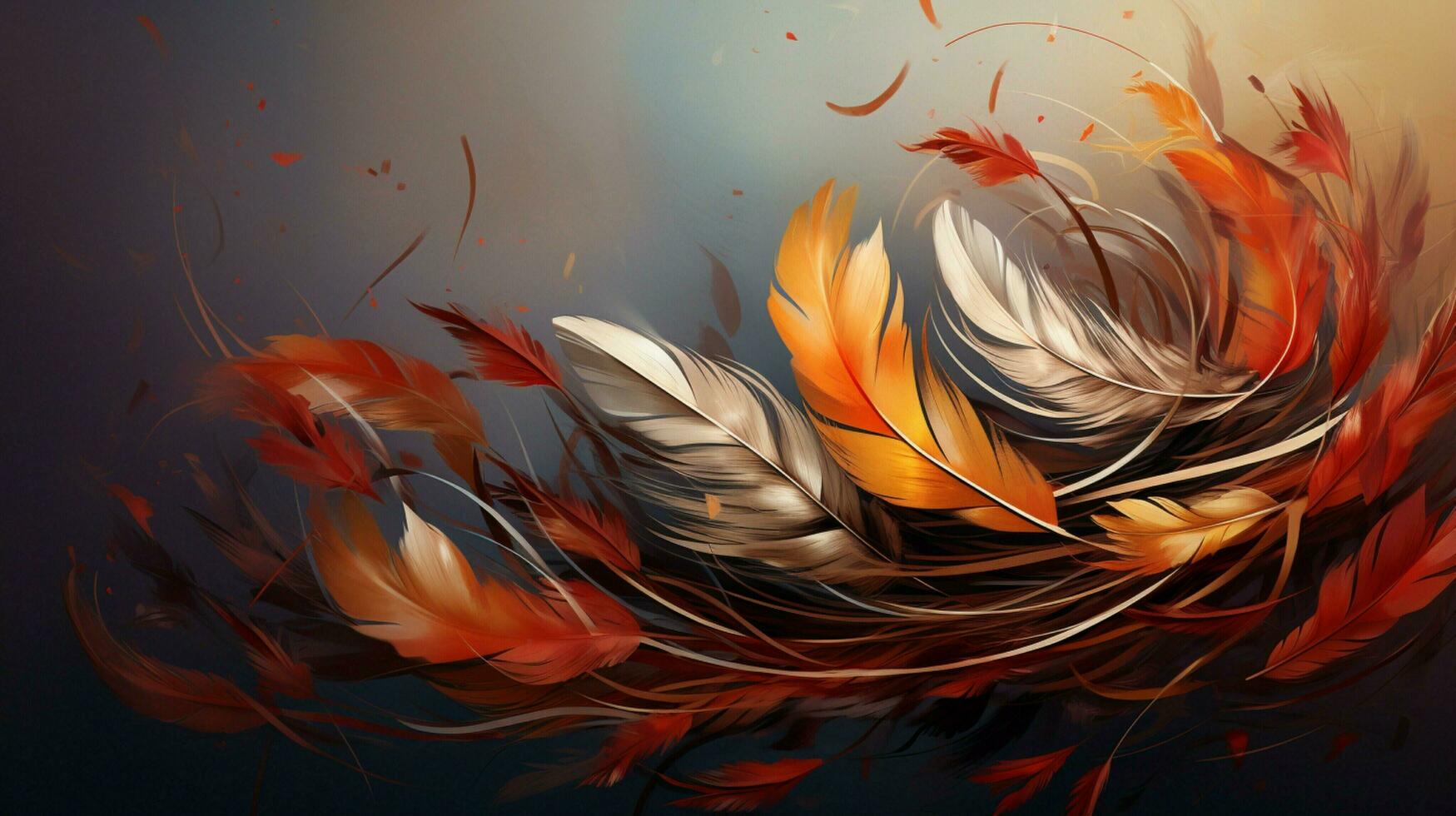 een abstract natuur ontwerp herfst bladeren en veren foto