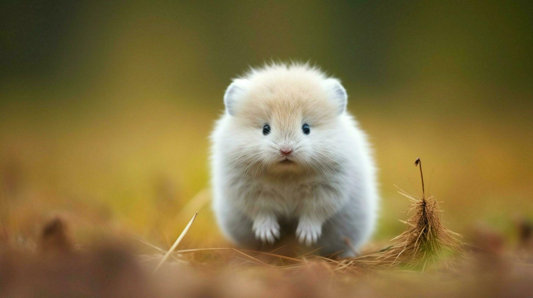 schattig zoogdier klein knaagdier pluizig vacht op zoek Bij camera foto