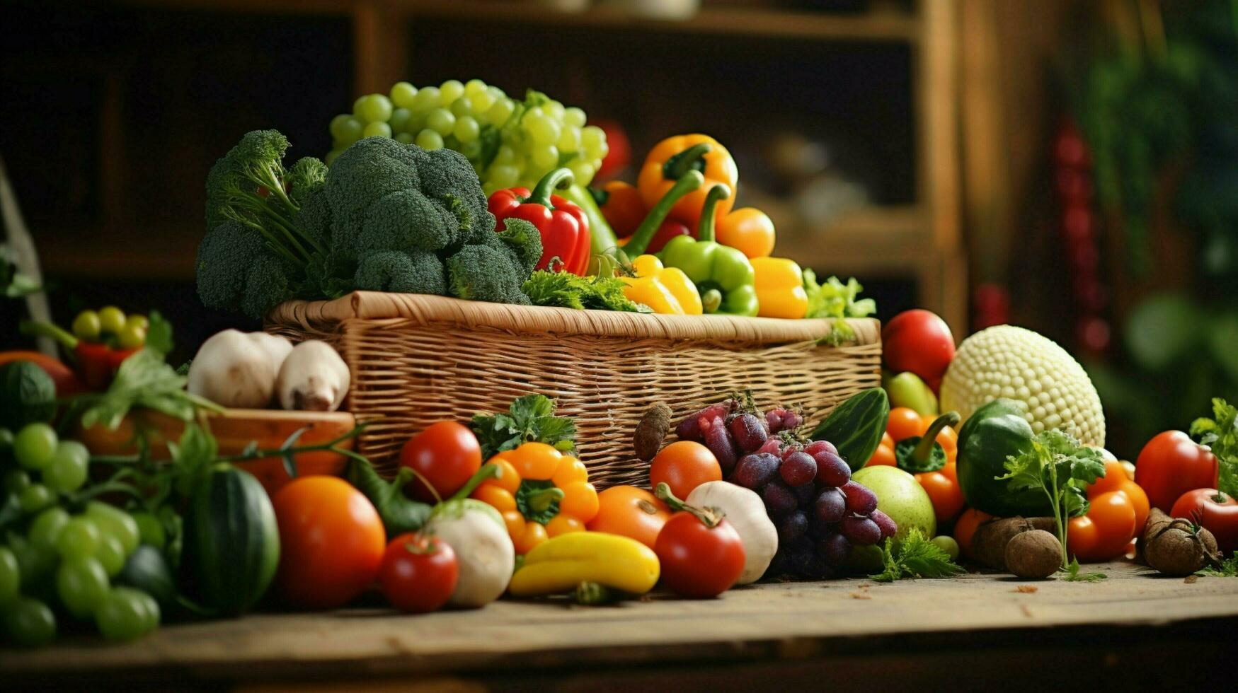 vers biologisch fruit en groenten in multi gekleurde Mark foto