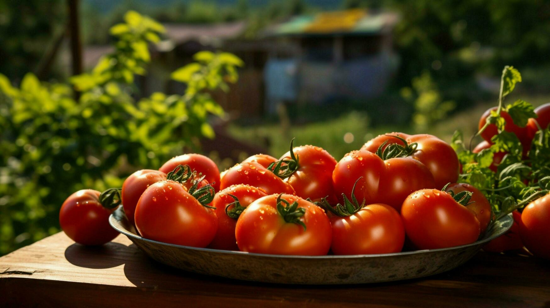 vers biologisch tomaat een gezond vegetarisch maaltijd foto