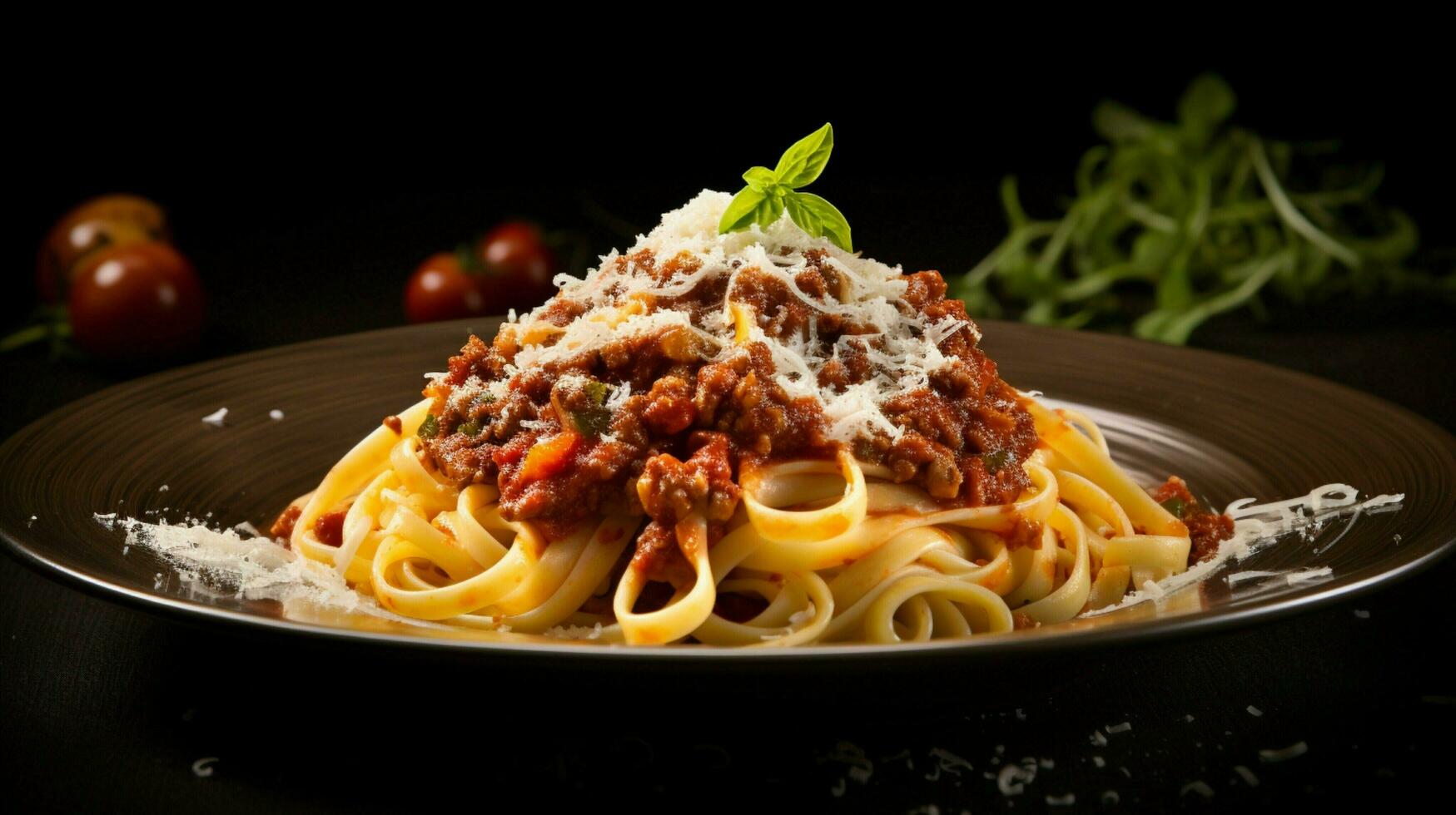 vers pasta met hartelijk bolognese en Parmezaanse kaas kaas foto